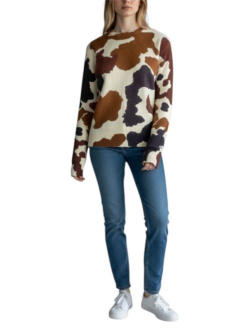 maglia donna fantasia muccata MC2 Saint Barth | NEW QUEEN PRINT- COW SKIN10